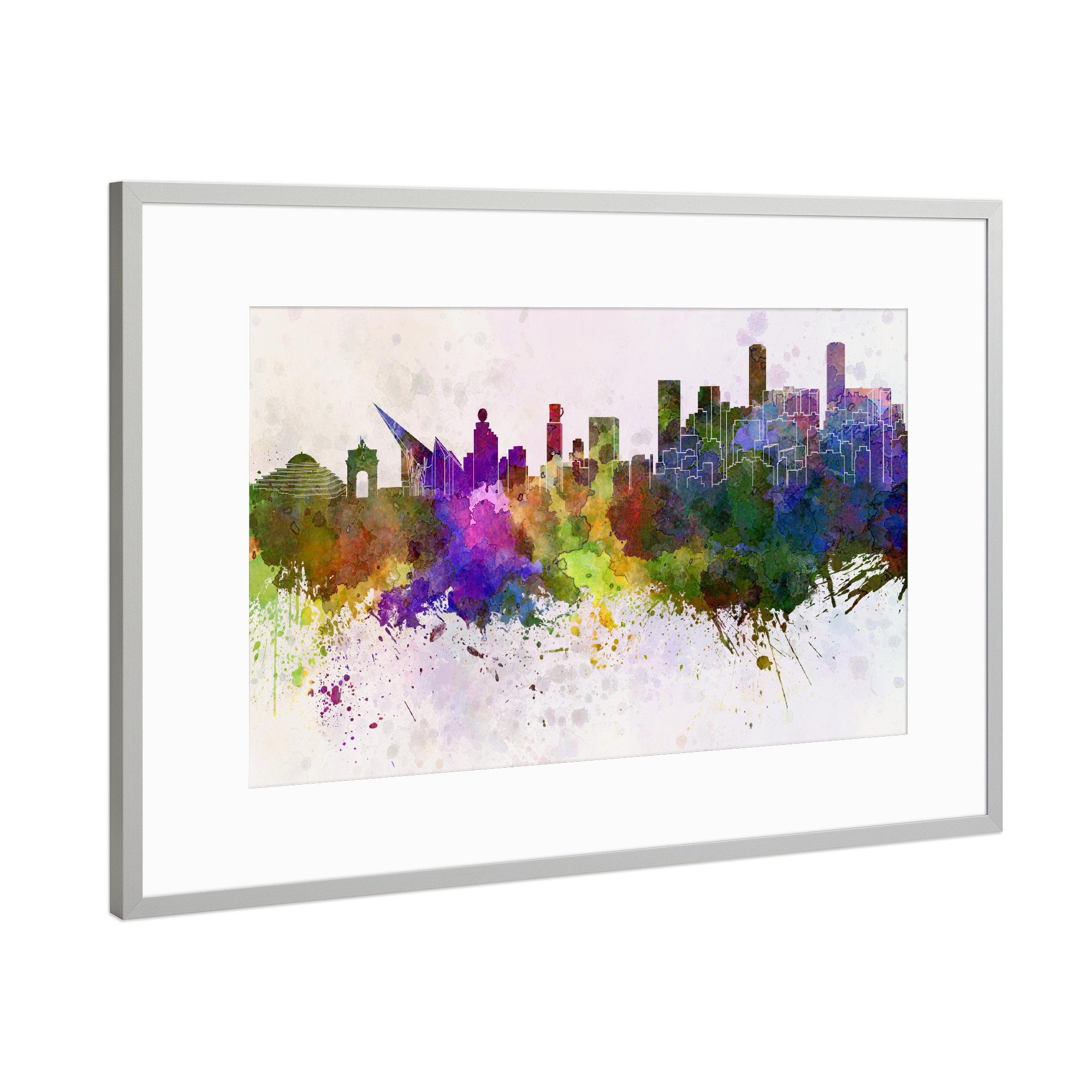 Poster mit Rahmen Silber "Caracas skyline in watercolor" artboxONE - Städte,Reise,Abstrakt,Architektur