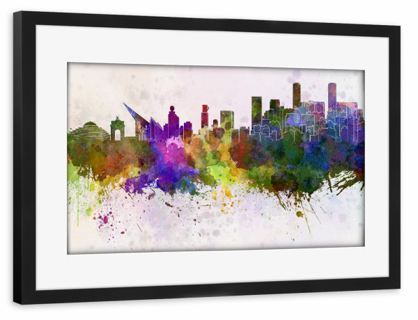 Poster mit Rahmen schwarz "Caracas skyline in watercolor" artboxONE - Städte,Reise,Abstrakt,Architektur