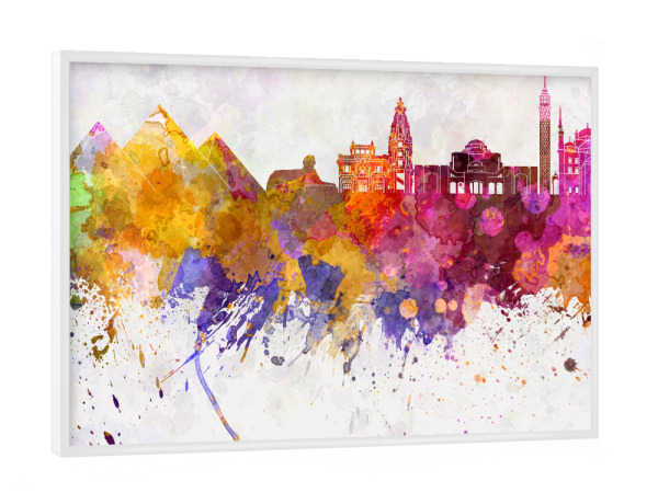 Poster mit weißem Rahmen "Cairo skyline in watercolor" artboxONE - Städte,Reise,Abstrakt,Architektur