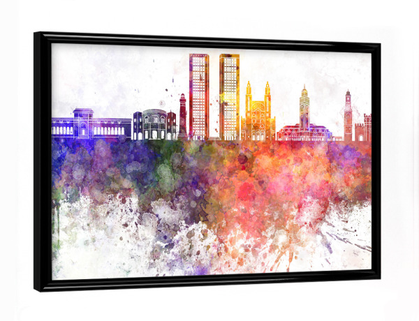 Poster mit schwarzem Rahmen "Casablanca skyline in watercolor" artboxONE - Städte,Reise,Abstrakt,Architektur