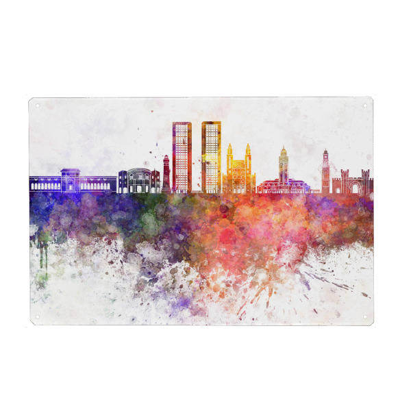 Holzbild "Casablanca skyline in watercolor" artboxONE - Städte,Reise,Abstrakt,Architektur