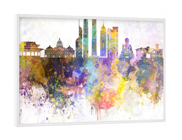 Poster mit weißem Rahmen "Hong Kong skyline in watercolor" artboxONE - Abstrakt,Architektur