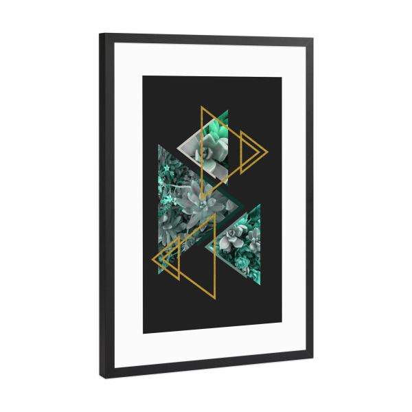 Poster mit Rahmen Schwarz (Metallic) "Gloomy Succulents" artboxONE - Natur,Floral,Abstrakt,Geometrie