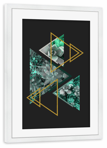 Poster mit Rahmen weiß "Gloomy Succulents" artboxONE - Natur,Floral,Abstrakt,Geometrie