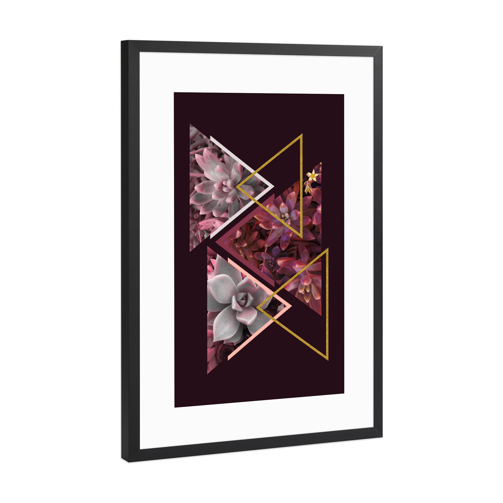 Poster mit Rahmen Schwarz (Metallic) "Wine Succulents" artboxONE - Natur,Floral,Abstrakt,Geometrie