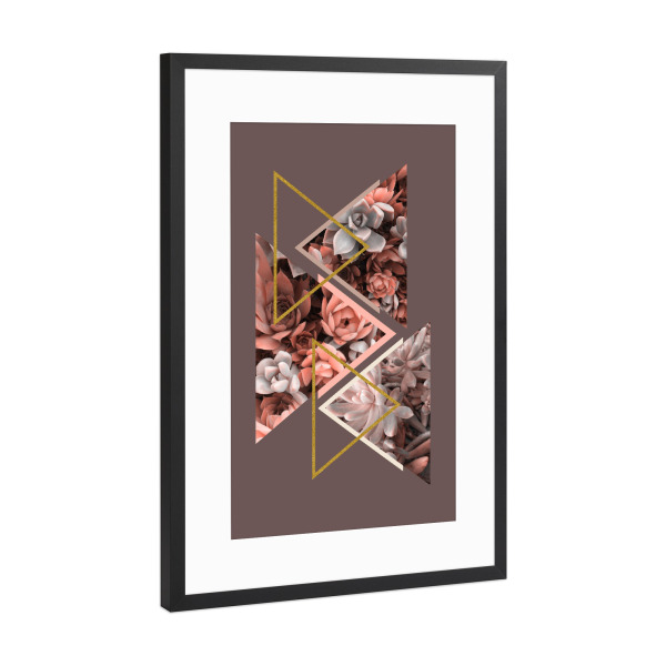 Poster mit Rahmen Schwarz (Metallic) "Elegant Succulents" artboxONE - Natur,Floral,Abstrakt,Geometrie