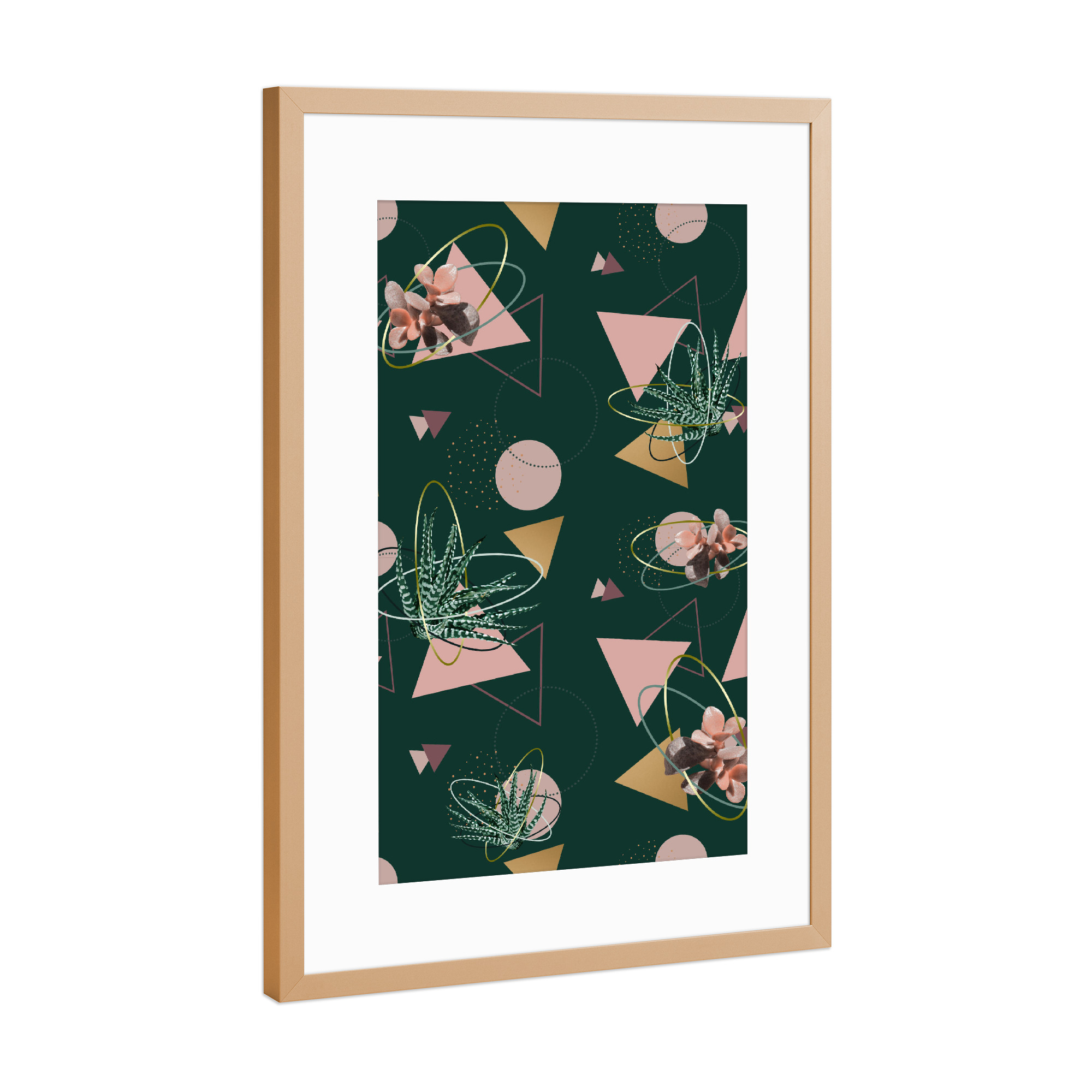 Poster mit Rahmen Kupfer "Succulents Atoms" artboxONE - Natur,Abstrakt,Geometrie