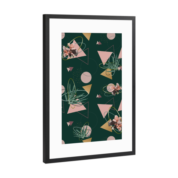 Poster mit Rahmen Schwarz (Metallic) "Succulents Atoms" artboxONE - Natur,Abstrakt,Geometrie