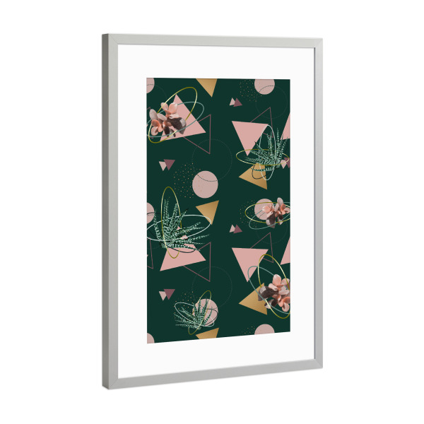 Poster mit Rahmen Silber "Succulents Atoms" artboxONE - Natur,Abstrakt,Geometrie