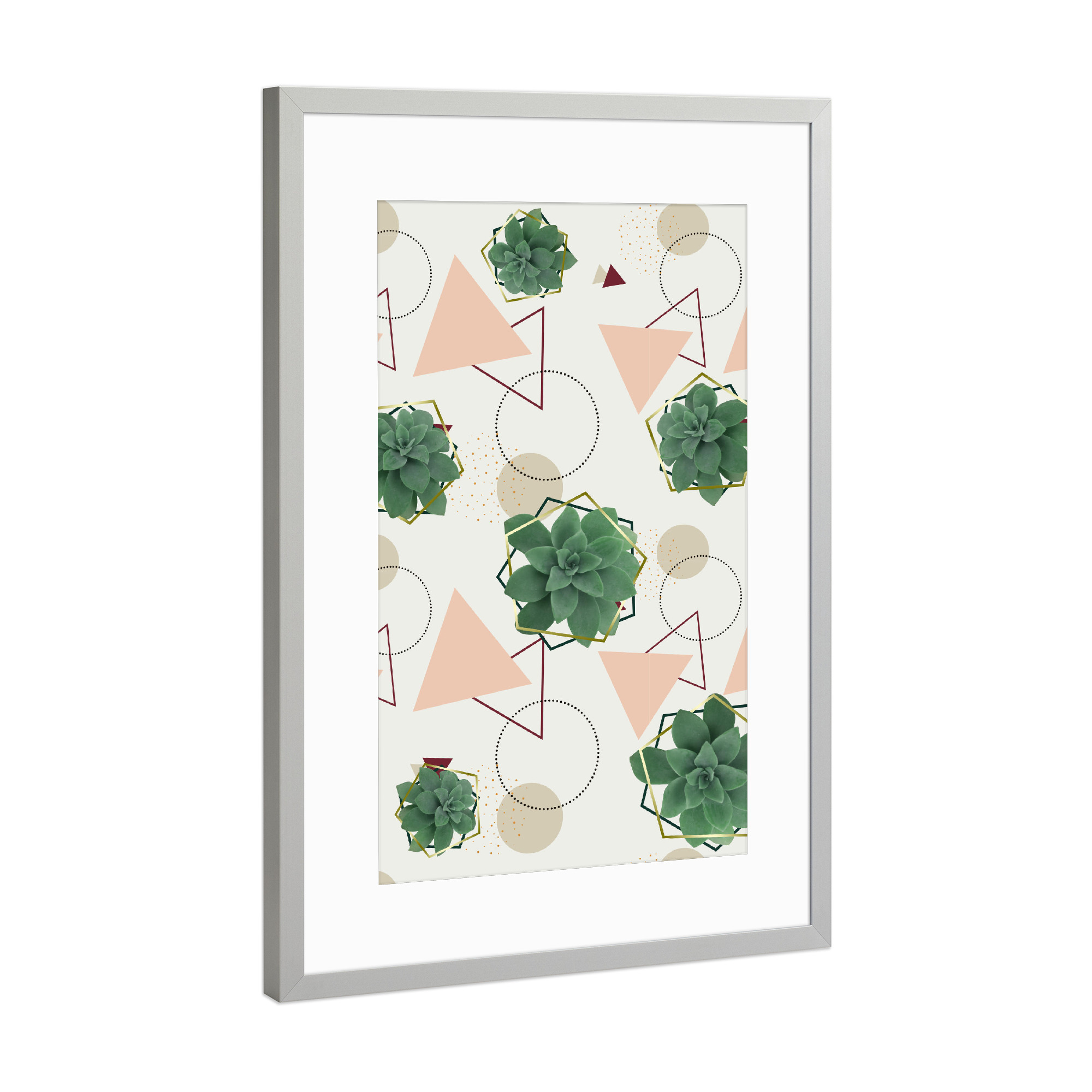 Poster mit Rahmen Silber "Lovely Succulents" artboxONE - Natur,Abstrakt,Geometrie