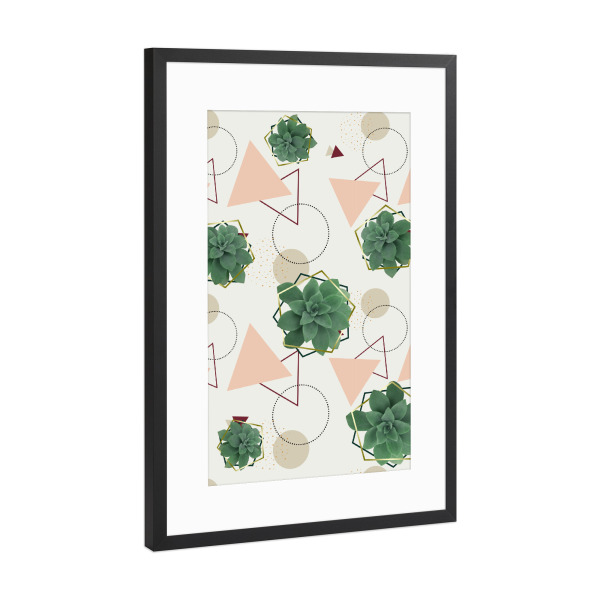 Poster mit Rahmen Schwarz (Metallic) "Lovely Succulents" artboxONE - Natur,Abstrakt,Geometrie