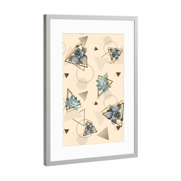 Poster mit Rahmen Silber "Pretty Succulents" artboxONE - Natur,Abstrakt,Geometrie