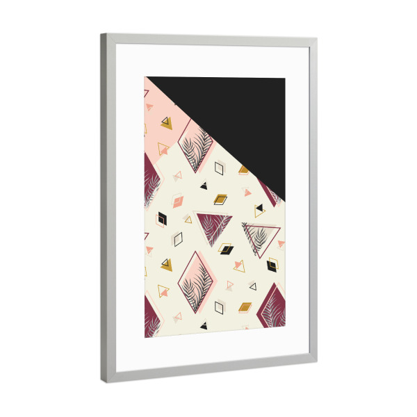 Poster mit Rahmen Silber "Rhombus&Palms" artboxONE - Natur,Abstrakt,Geometrie