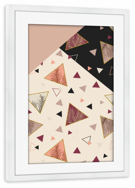 Poster mit Rahmen weiß "Triangles&Palms" artboxONE - Natur,Abstrakt,Geometrie