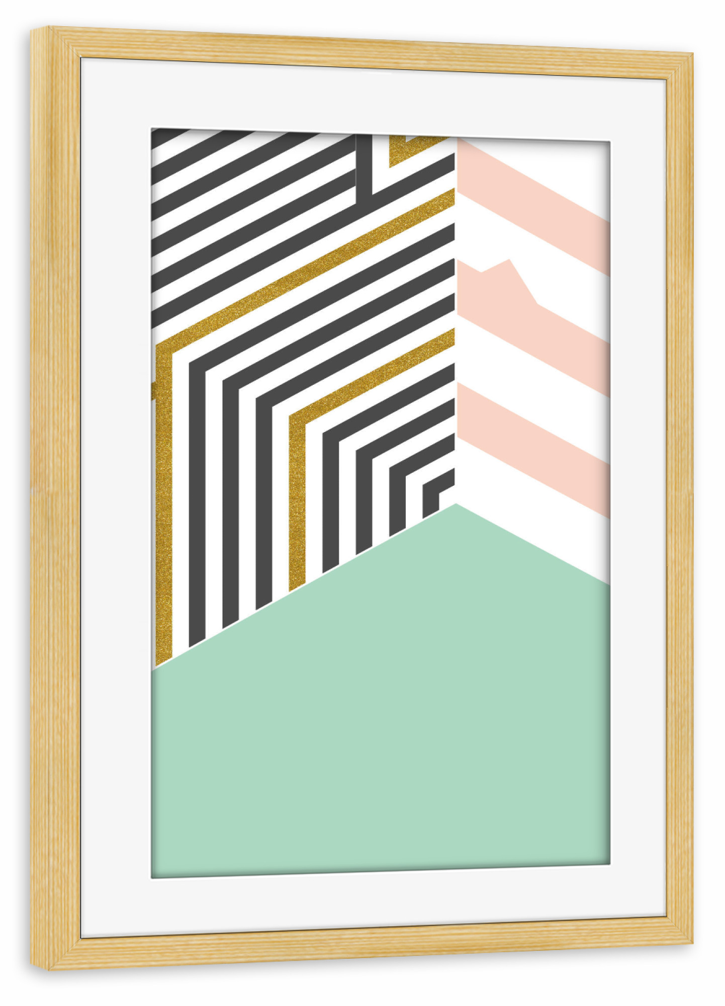 Poster mit Rahmen kiefer "Mint&Gold Room" artboxONE - Abstrakt,Schwarzweiß,Architektur,Geometrie