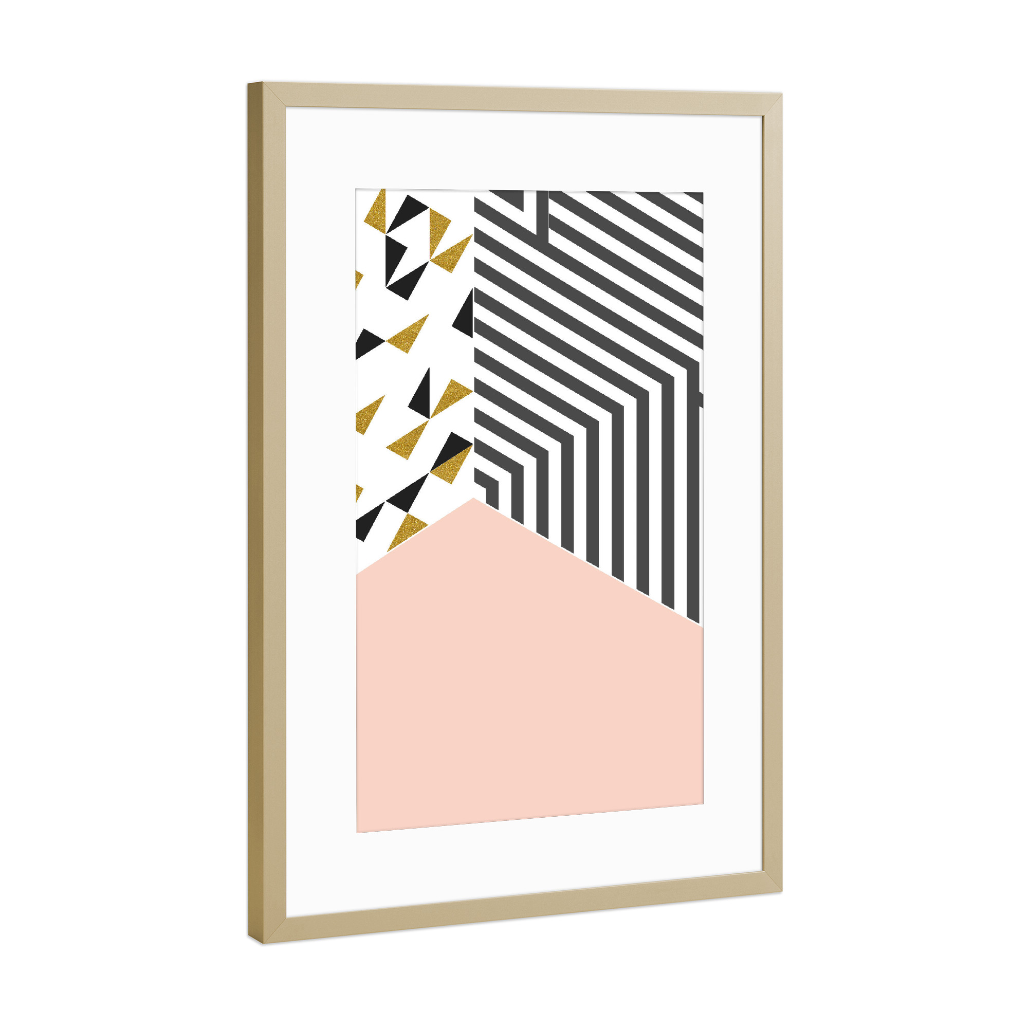 Poster mit Rahmen Gold "Pink&Gold Room" artboxONE - Abstrakt,Schwarzweiß,Architektur,Geometrie