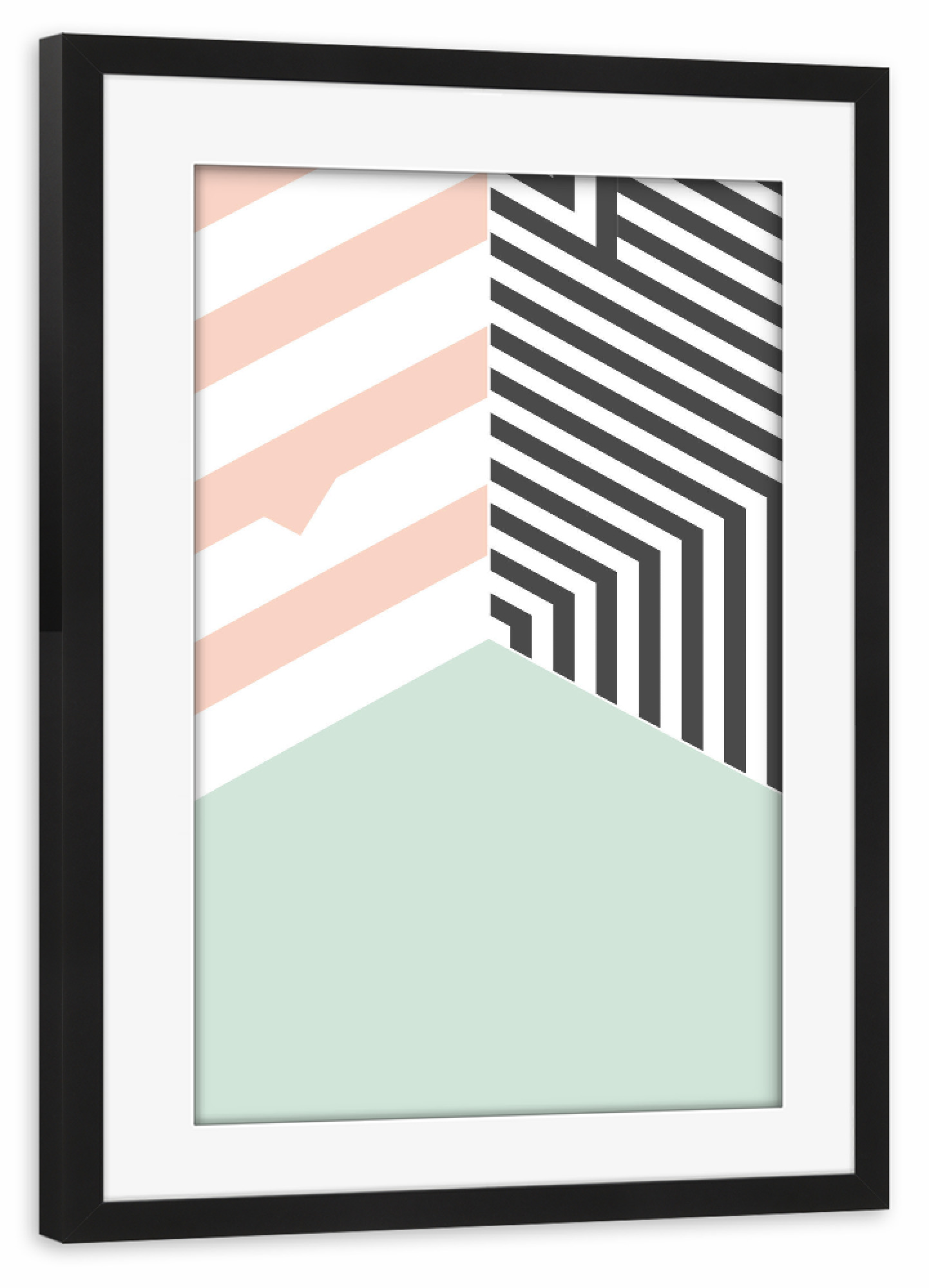 Poster mit Rahmen schwarz "Mint Room" artboxONE - Abstrakt,Schwarzweiß,Architektur,Geometrie