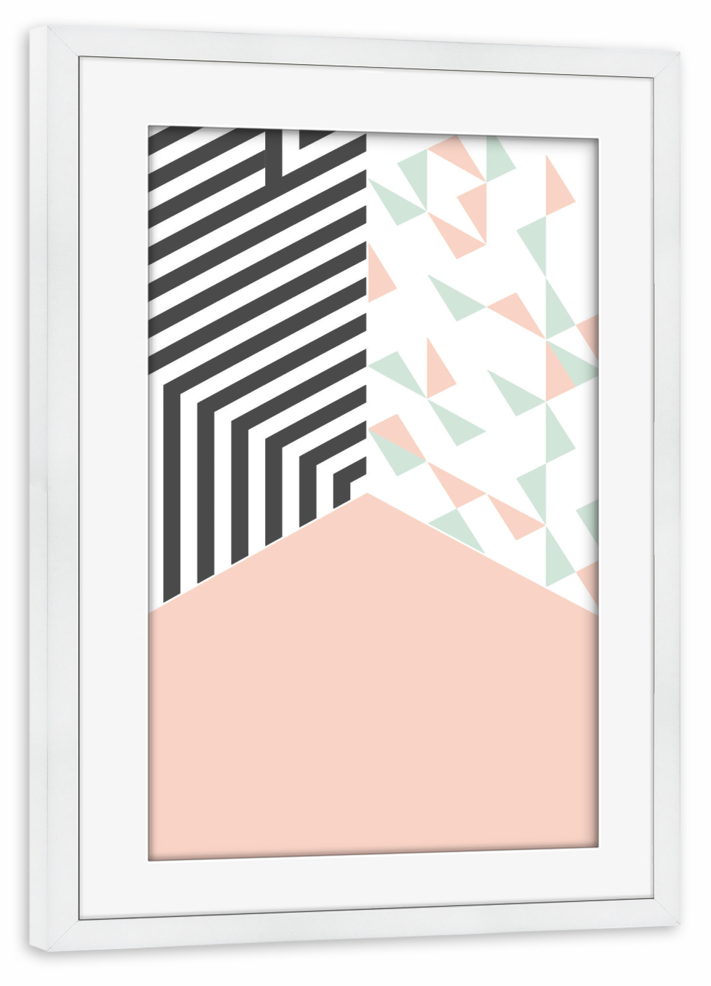 Poster mit Rahmen weiß "Pink Room" artboxONE - Abstrakt,Schwarzweiß,Architektur,Geometrie