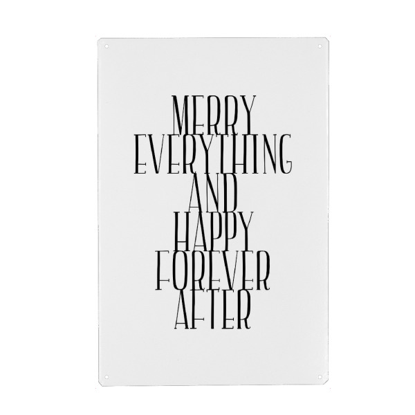 Metall Poster "Merry Everything Happy Forever" artboxONE - Schwarzweiß,Weihnachten