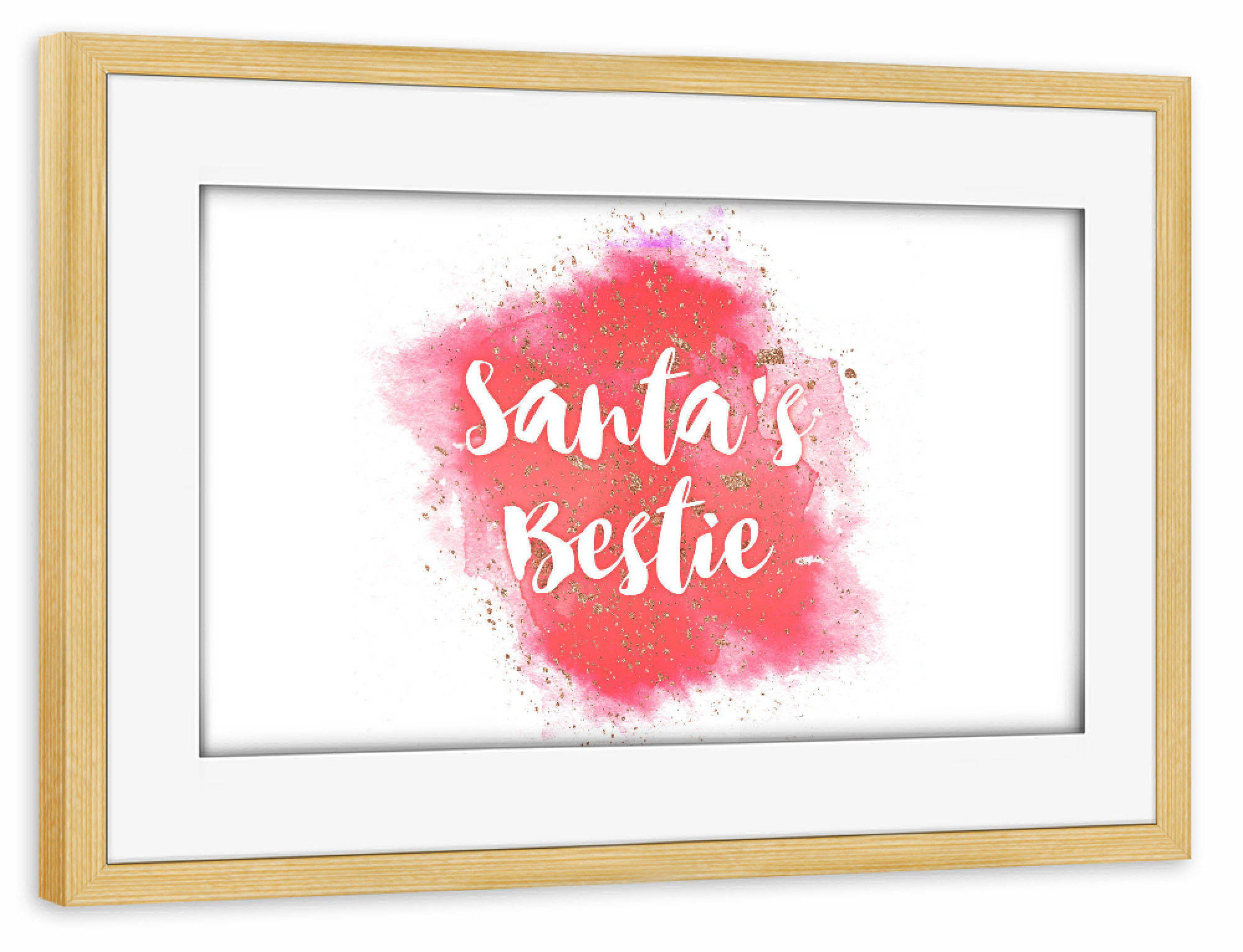 Poster mit Rahmen kiefer "Santa's Bestie" artboxONE - Weihnachten - Christmas,Santa,Hohoho,Bestie,Gift,Snow