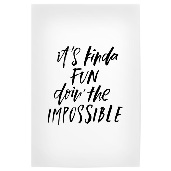 Poster 30x20 cm "It's fun doing the impossible" artboxONE - Typografie,Schwarzweiß,Sport,Sport / Motivation