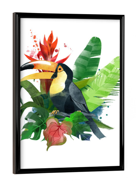 Poster mit schwarzem Rahmen "Toucan" artboxONE - Natur,Reise,Floral,Tiere - Toucan,Illustration,Watercolor,Tropic