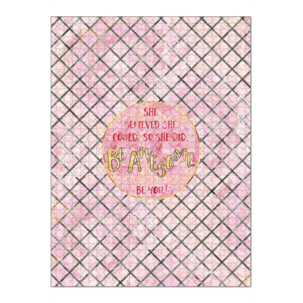 Puzzle Ravensburger "Text Art SHE BELIEVED | rose" artboxONE - Typografie,Abstrakt,Geometrie