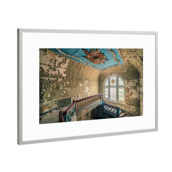 Poster mit Rahmen Silber "Golden staircase" artboxONE - Architektur,Geometrie