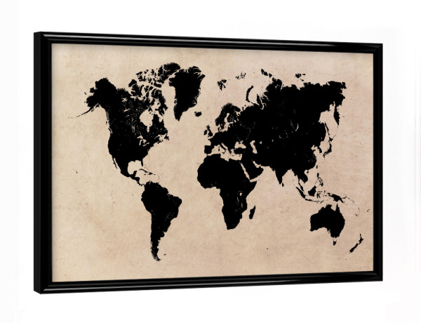 Poster mit schwarzem Rahmen "World map 37 black" artboxONE - Reise,Kartografie