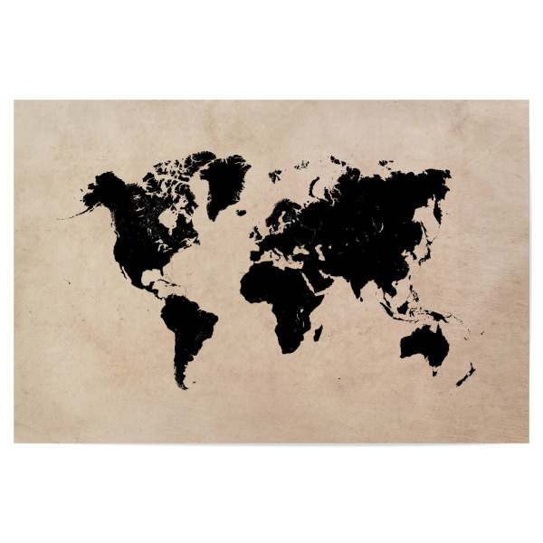 Poster "World map 37 black" artboxONE - Reise,Kartografie