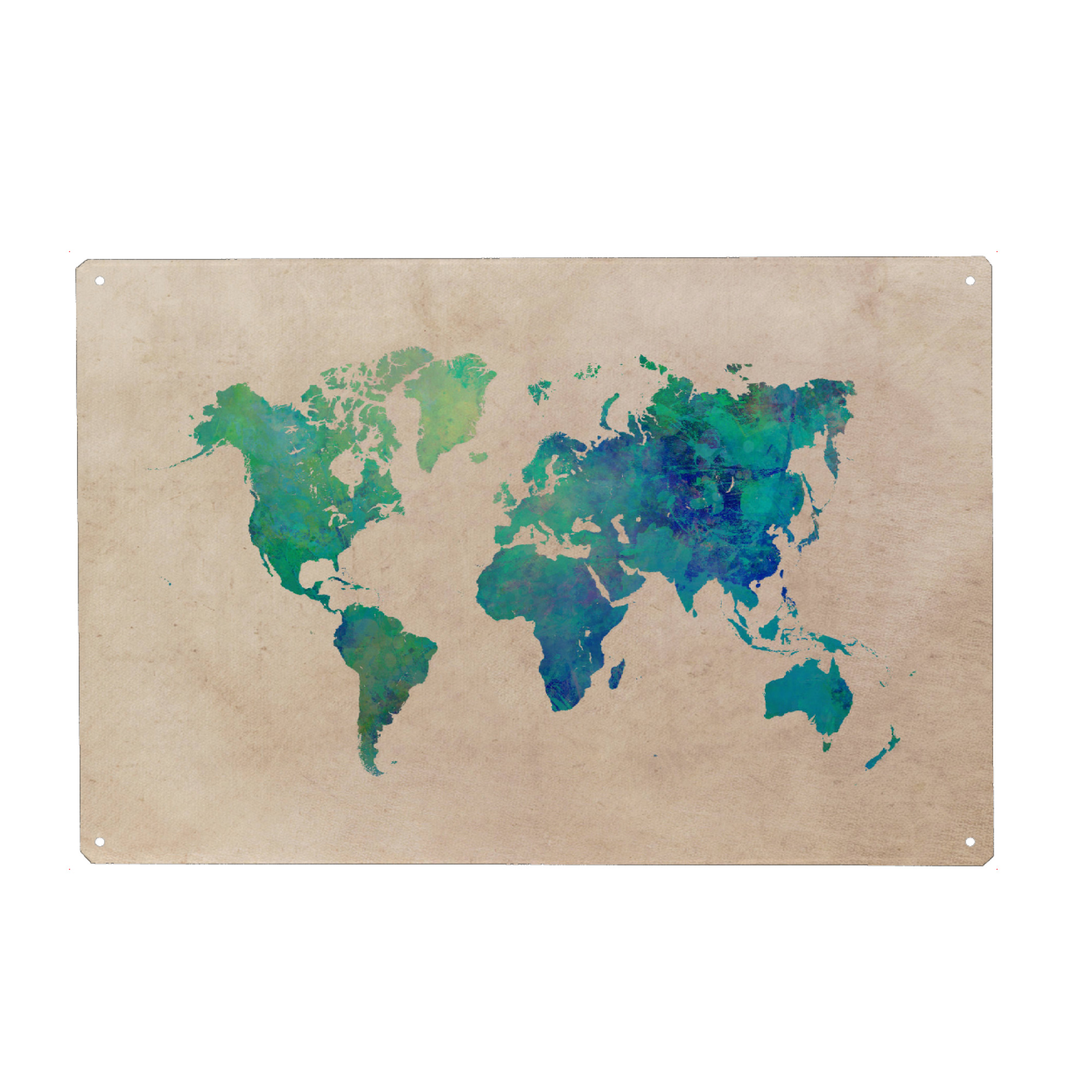 Metall Poster "World map 35 green" artboxONE - Reise,Kartografie