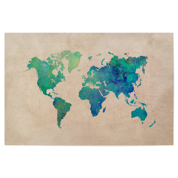 Poster "World map 35 green" artboxONE - Reise,Kartografie