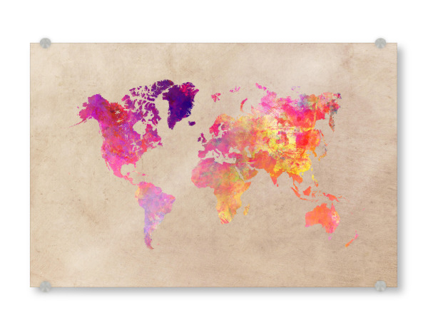 Acrylglasbild "World map 34 colors" artboxONE - Reise,Kartografie