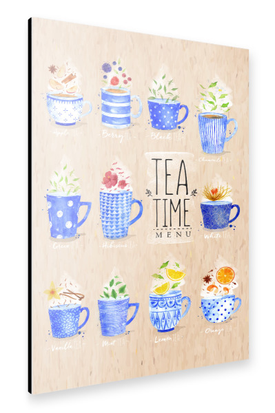 Alu-Dibond "Poster tea menu kraft" 30x20 cm artboxONE