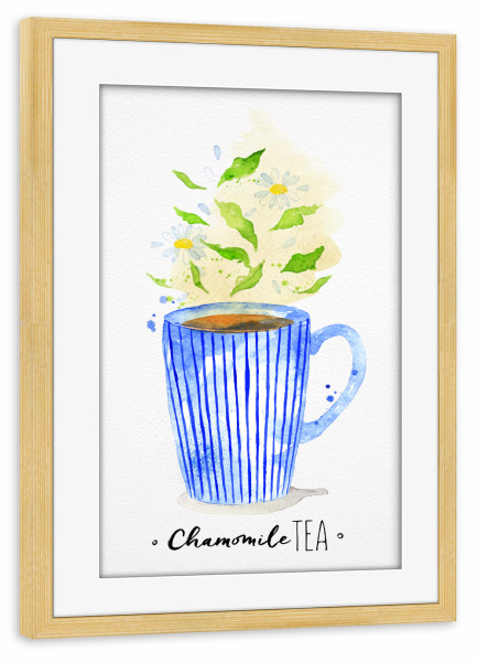 Poster mit Rahmen kiefer "Teacup chamomile tea" artboxONE - Essen & Trinken
