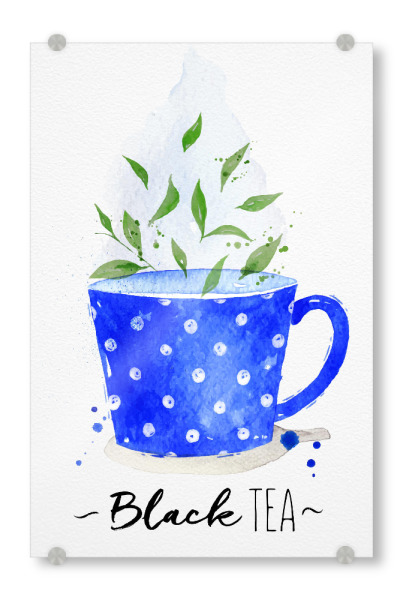 Acrylglasbild "Teacup black tea" artboxONE - Essen & Trinken,Schwarzweiß