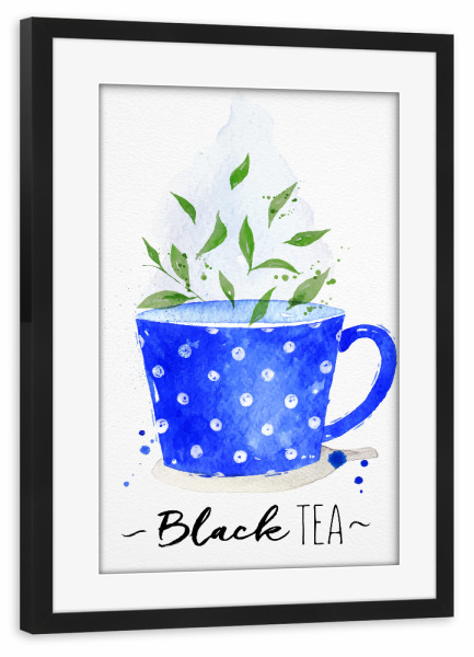 Poster mit Rahmen schwarz "Teacup black tea" artboxONE - Essen & Trinken,Schwarzweiß