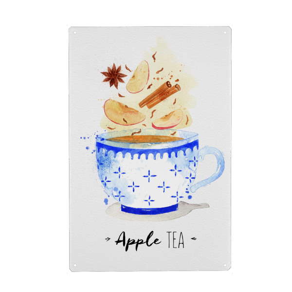 Metall Poster "Teacup apple tea" artboxONE - Essen & Trinken,Schwarzweiß