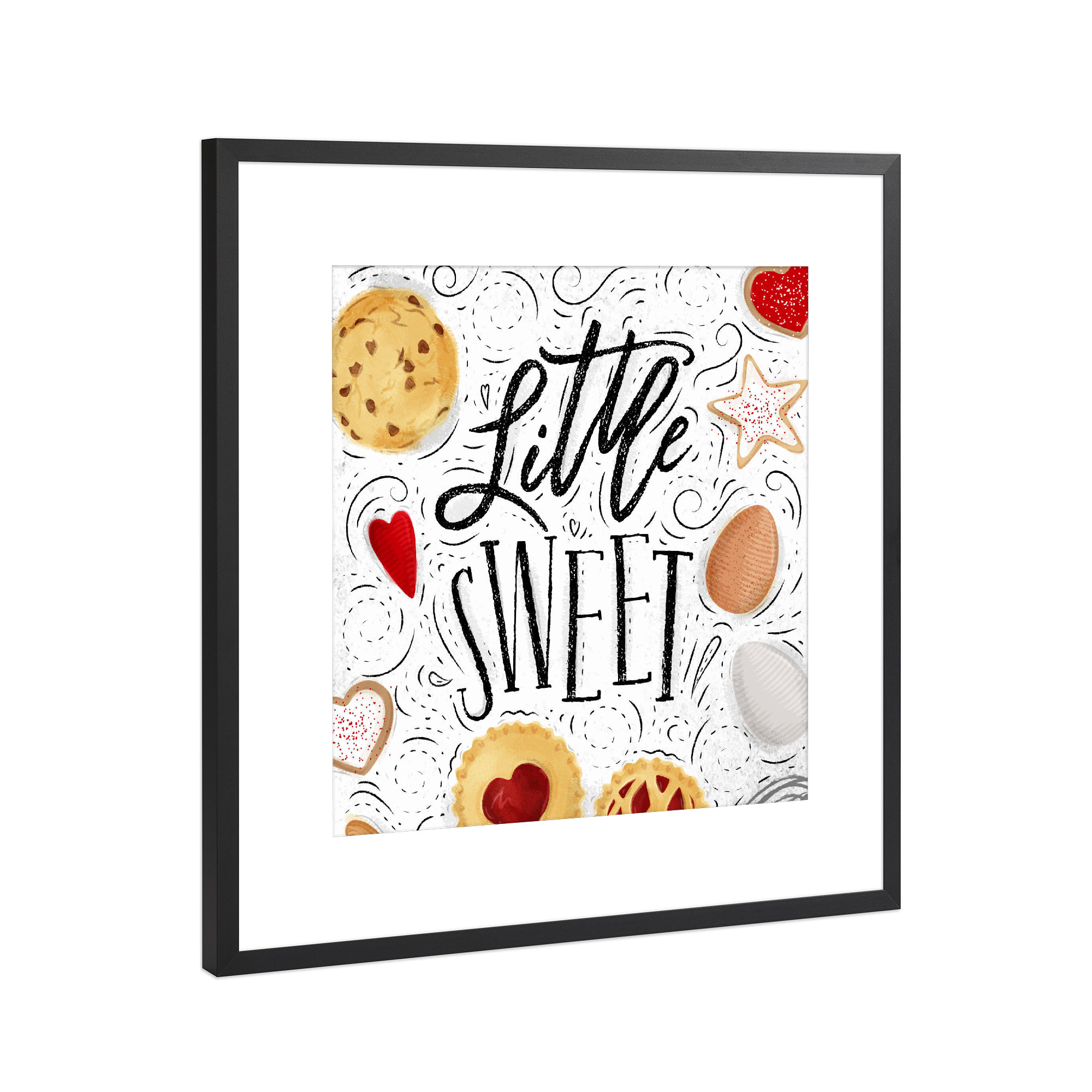 Poster mit Rahmen Schwarz (Metallic) "Poster little sweet" artboxONE - Essen & Trinken,Schwarzweiß