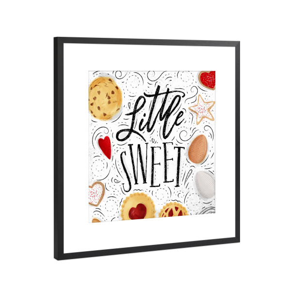 Poster mit Rahmen Schwarz (Metallic) "Poster little sweet" artboxONE - Essen & Trinken,Schwarzweiß