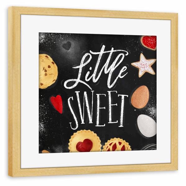 Poster mit Rahmen kiefer "Poster little sweet chalk" artboxONE - Essen & Trinken,Schwarzweiß