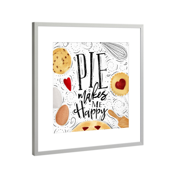 Poster mit Rahmen Silber "Poster pie" artboxONE - Essen & Trinken,Schwarzweiß