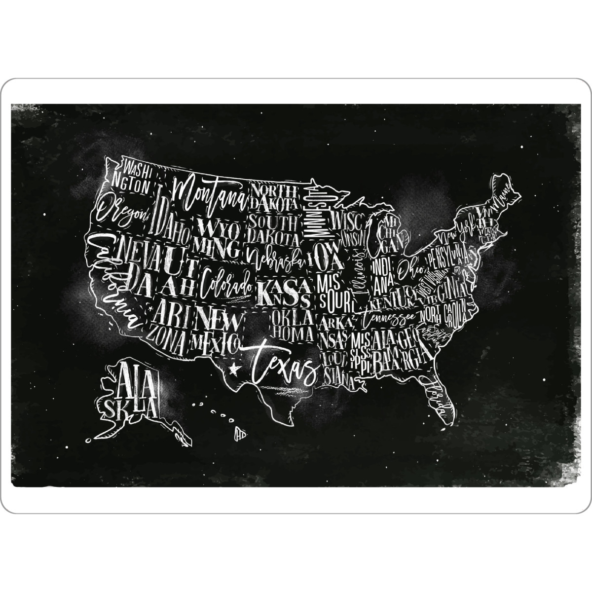 Tischset "Map USA vintage chalk" artboxONE - Schwarzweiß,Kartografie