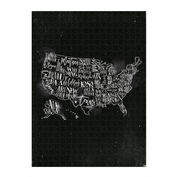 Puzzle Ravensburger "Map USA vintage chalk" artboxONE - Schwarzweiß,Kartografie
