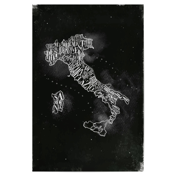 Poster 30x20 cm "Map Italy vintage chalk" artboxONE - Schwarzweiß,Kartografie