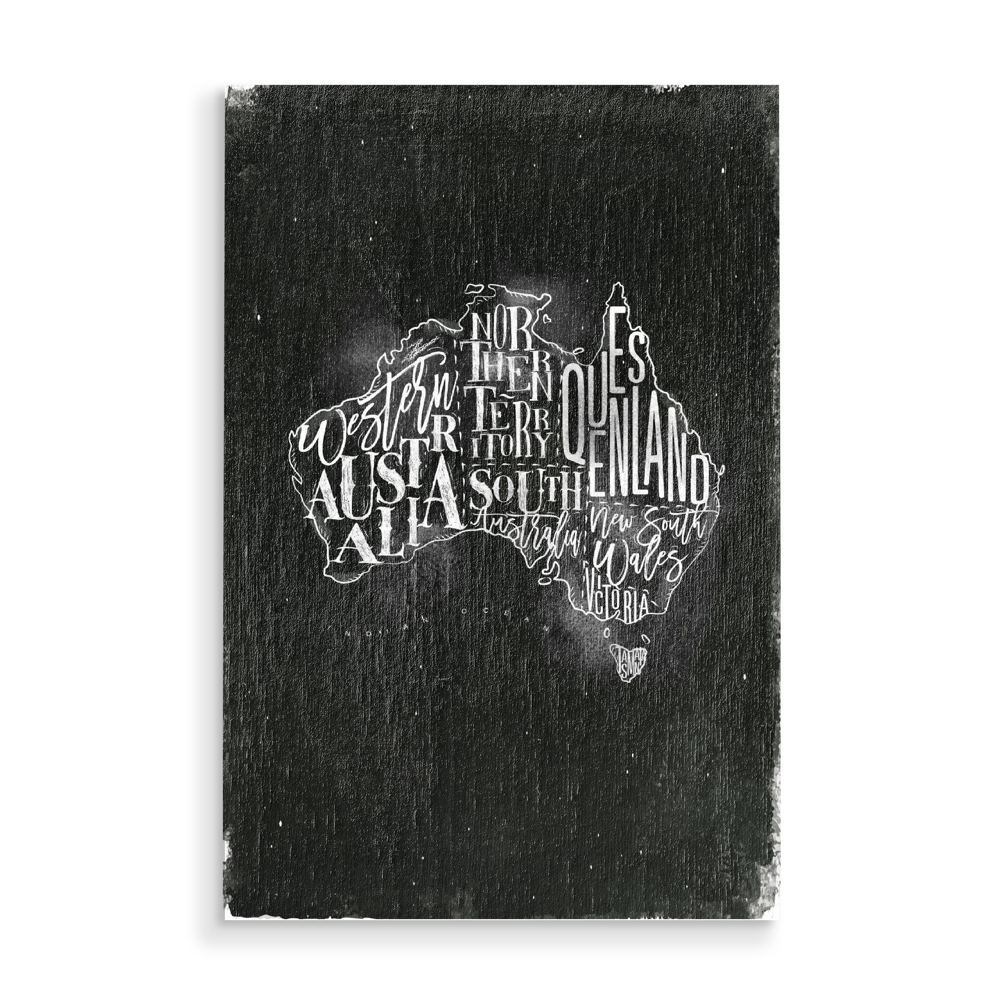 Holzbild "Map Australia vintage chalk" artboxONE - Schwarzweiß,Kartografie