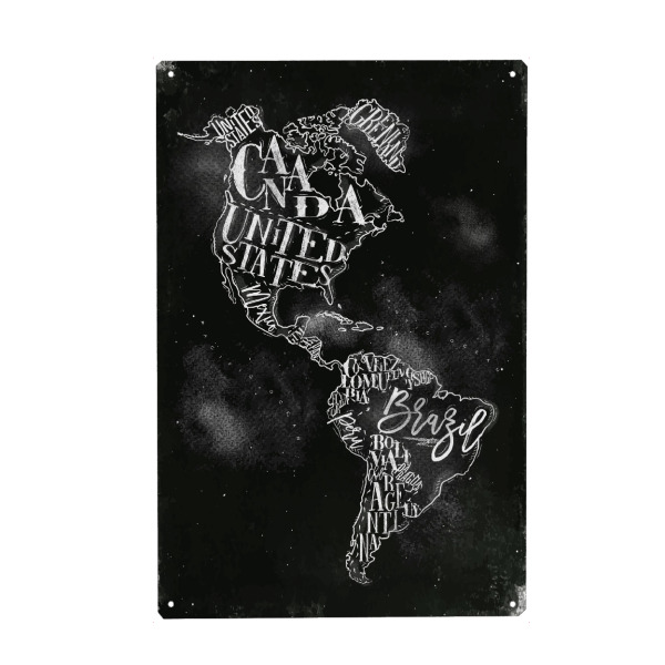 Holzbild "Map America vintage chalk" artboxONE - Schwarzweiß,Kartografie