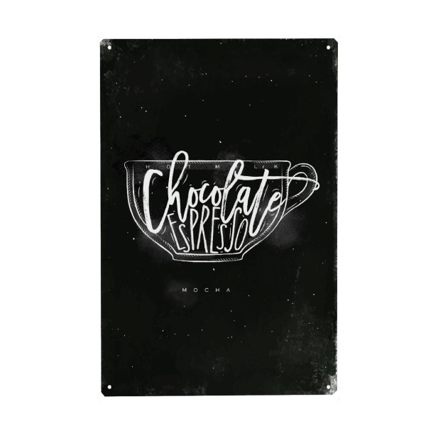 Holzbild "Mocha cup chalk" artboxONE - Essen & Trinken,Schwarzweiß