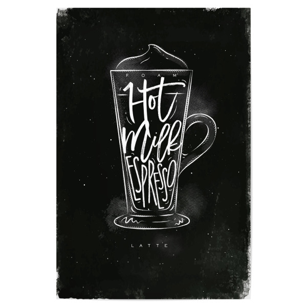 Poster 30x20 cm "Coffee latte cup chalk" artboxONE - Essen & Trinken,Schwarzweiß