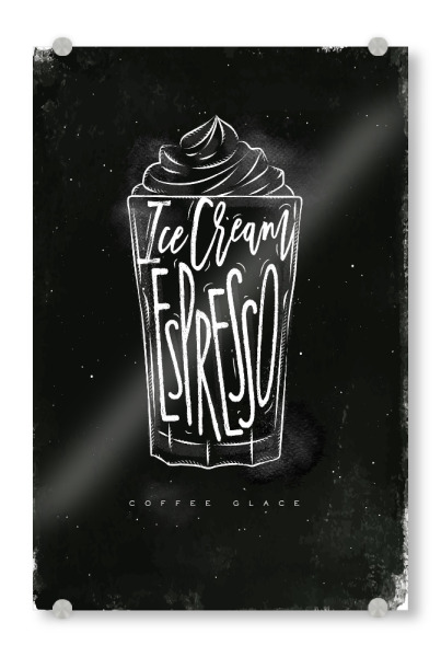 Acrylglasbild "Coffee glace cup chalk" artboxONE - Essen & Trinken,Schwarzweiß